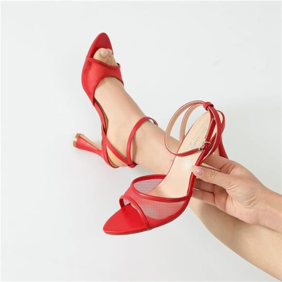 High Heels for Women Red Mesh - Picture 3 of 7
